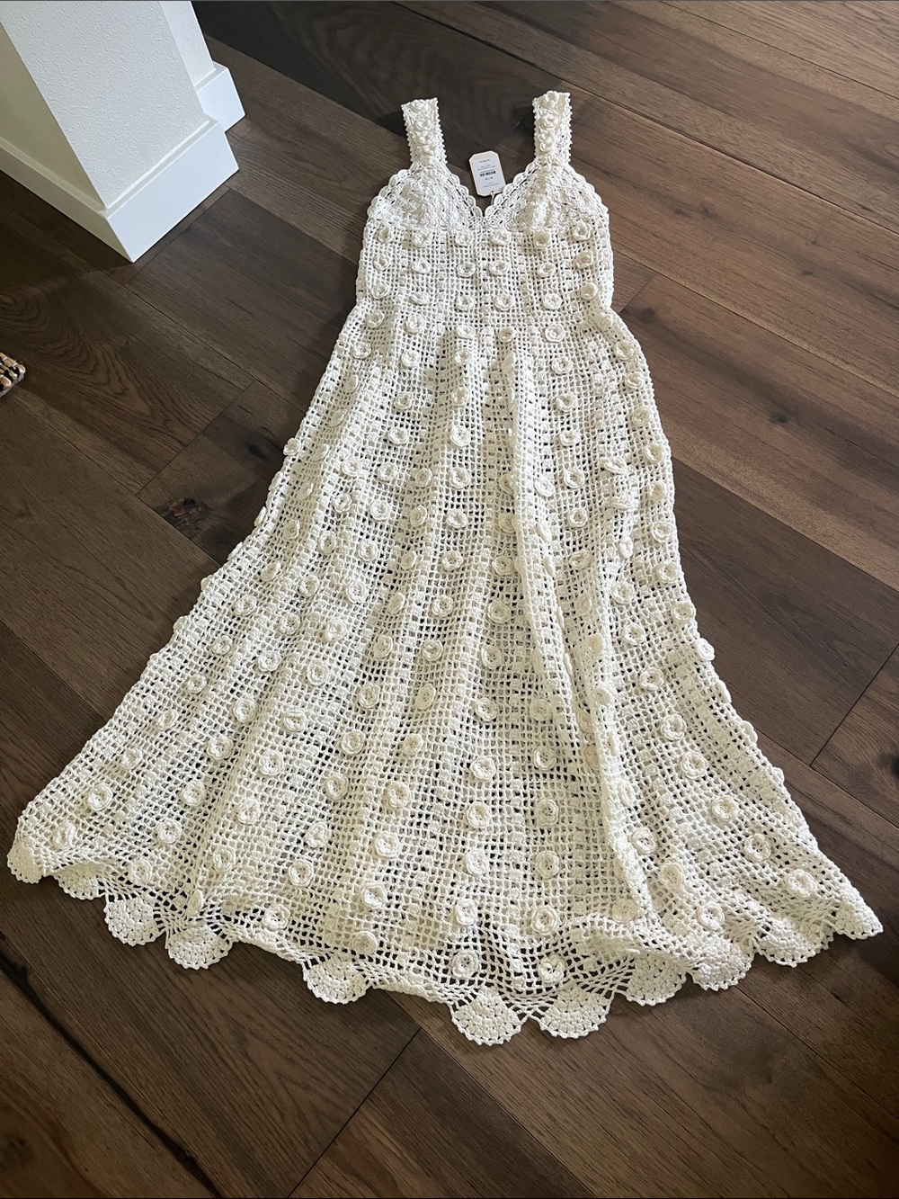 Doen Cream Hand Crochet Maxi Dress - new with tags - Picture 2 of 6